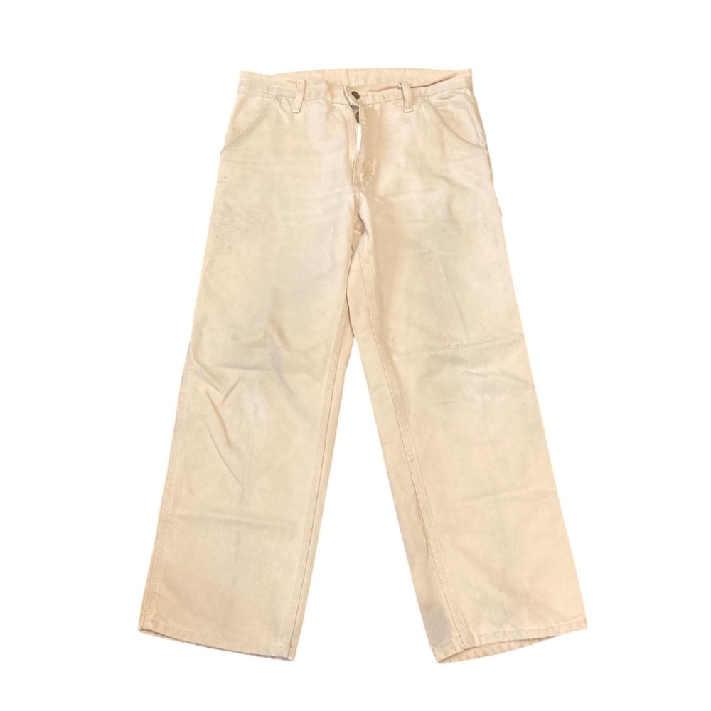 Carhartt B01 Cream Duck Double Front Logger Work Pants Mens 33x30 B01-NAT